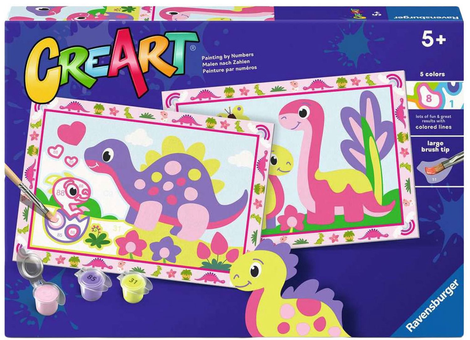 Ravensburger – CreArt: Kleurrijke Dino's – Schilderen op Nummer