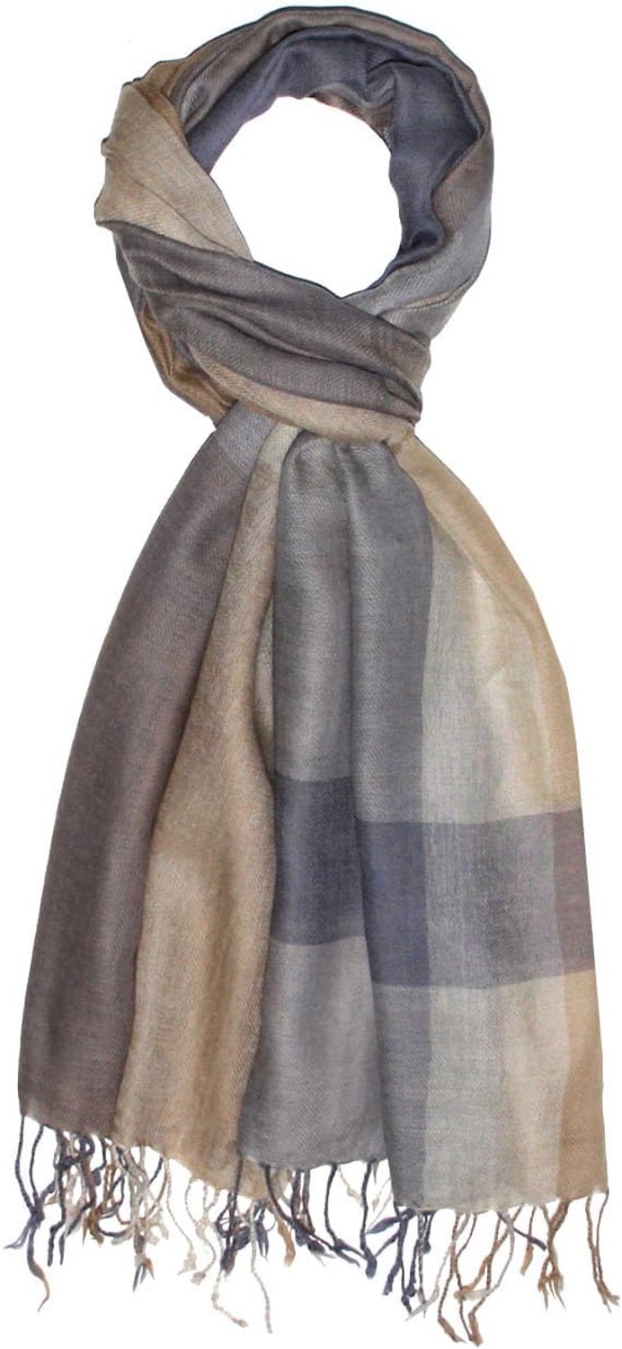 Luxe Heren Sjaal - 50% Cashmere, 50% Wol - Zwart Grijs Bruin