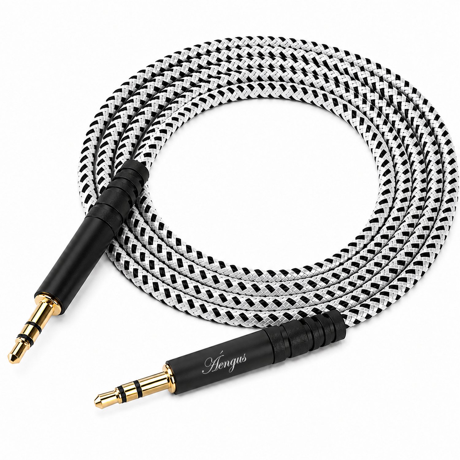 Áengus AUX Kabel 3,5 mm jack naar 3,5 mm jack – Audio Kabel – Gevlochten – 5 Meter