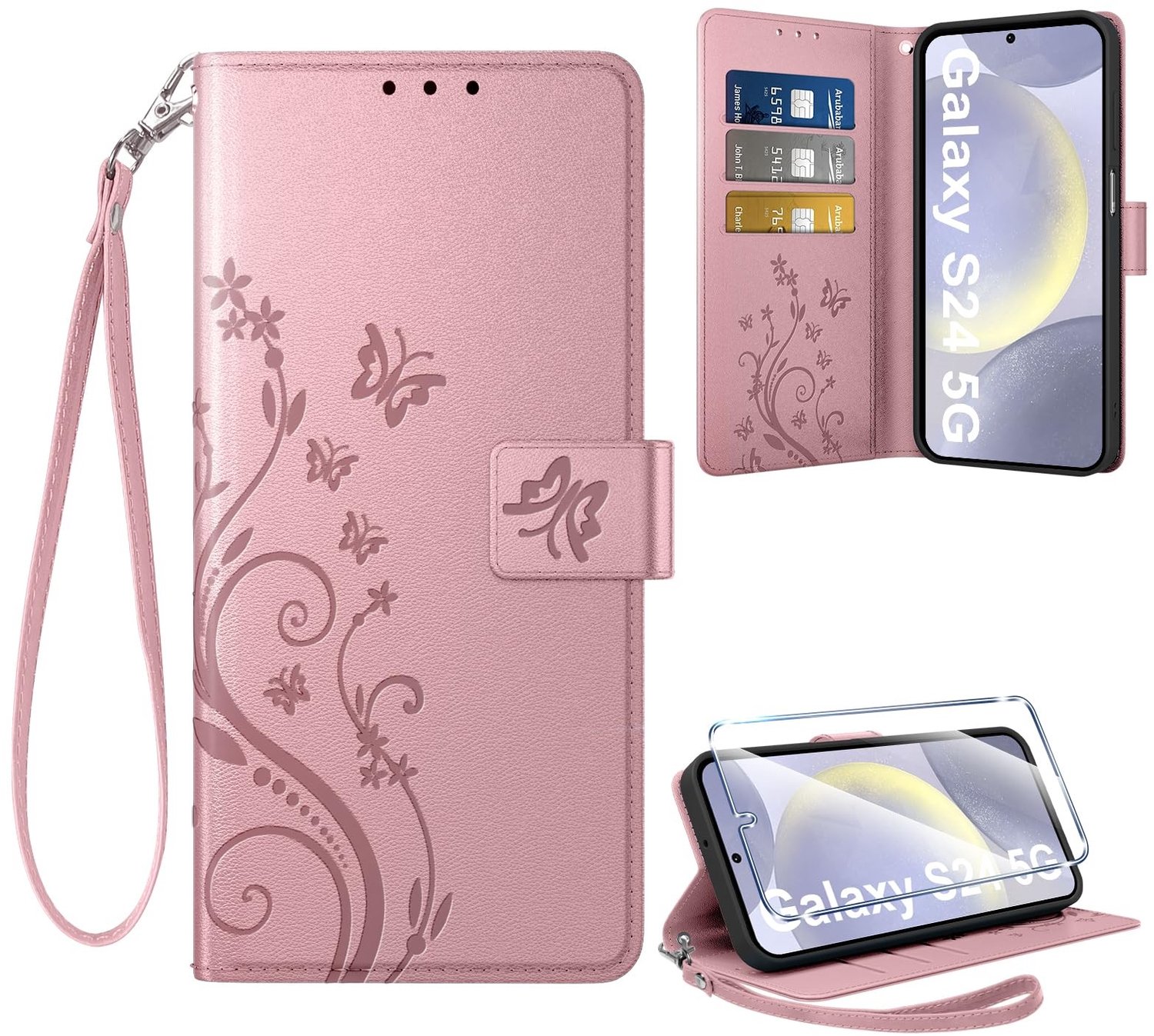 Hoes voor Samsung Galaxy S24 5G - Retro Design - Roze Goud