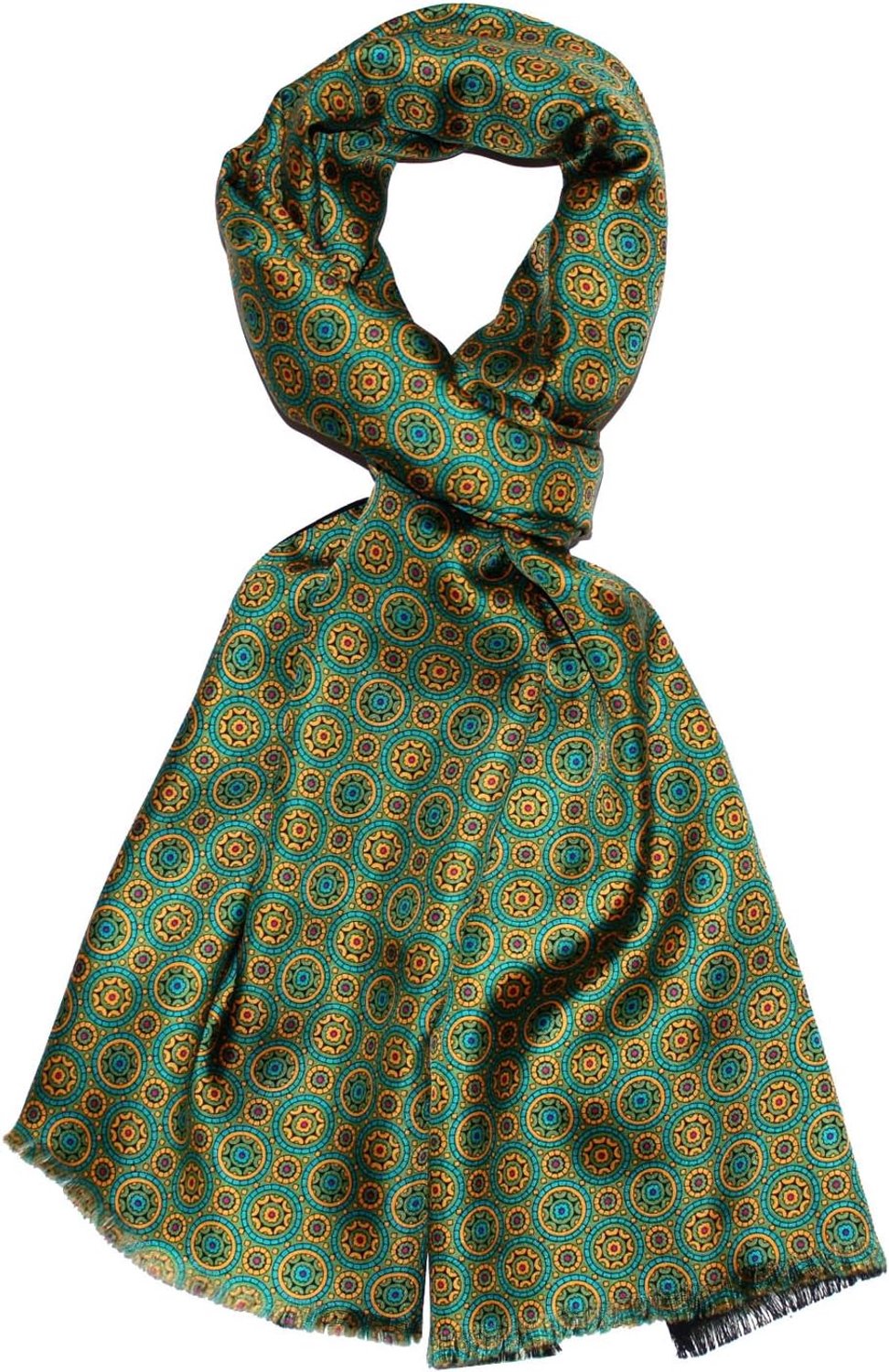 Lorenzo Cana Heren Sjaal Zijde & Wol - Groen - 30x160cm