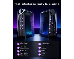 Mini PC AMD Ryzen 7 H255 - 16GB RAM - 512GB SSD - Geïntegreerde Radeon 780M - Kleine Desktop Computer - Gaming Mini PC