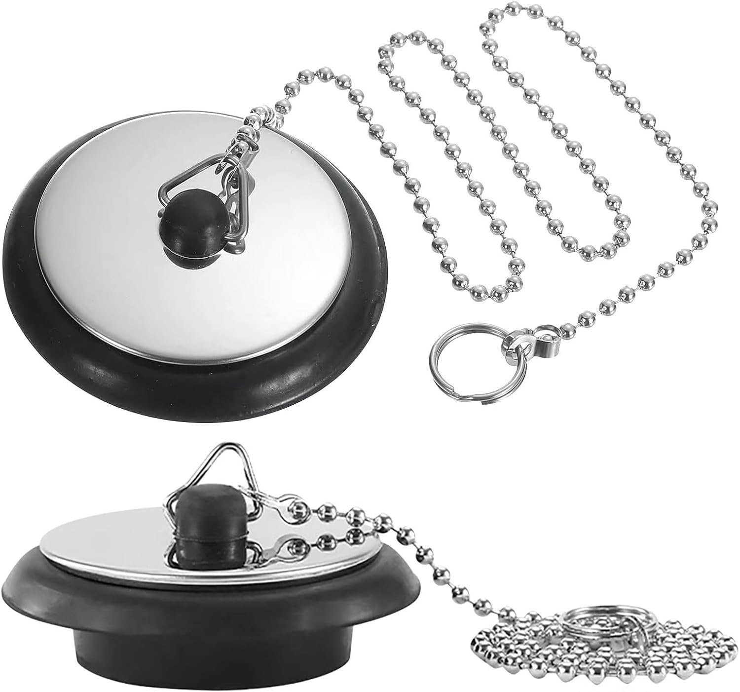 2x Merkloos Afvoerstop, Rubber met 40cm Ketting, Ø 40-45mm