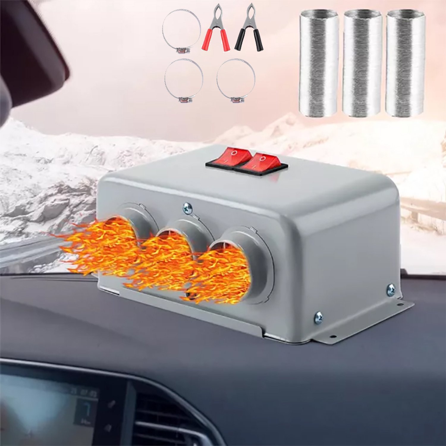 12V Autoverwarming - Voorruitontdooier En -Ontwasemer - Elektrische Ontwaseming Met 3 Luchtuitgangen