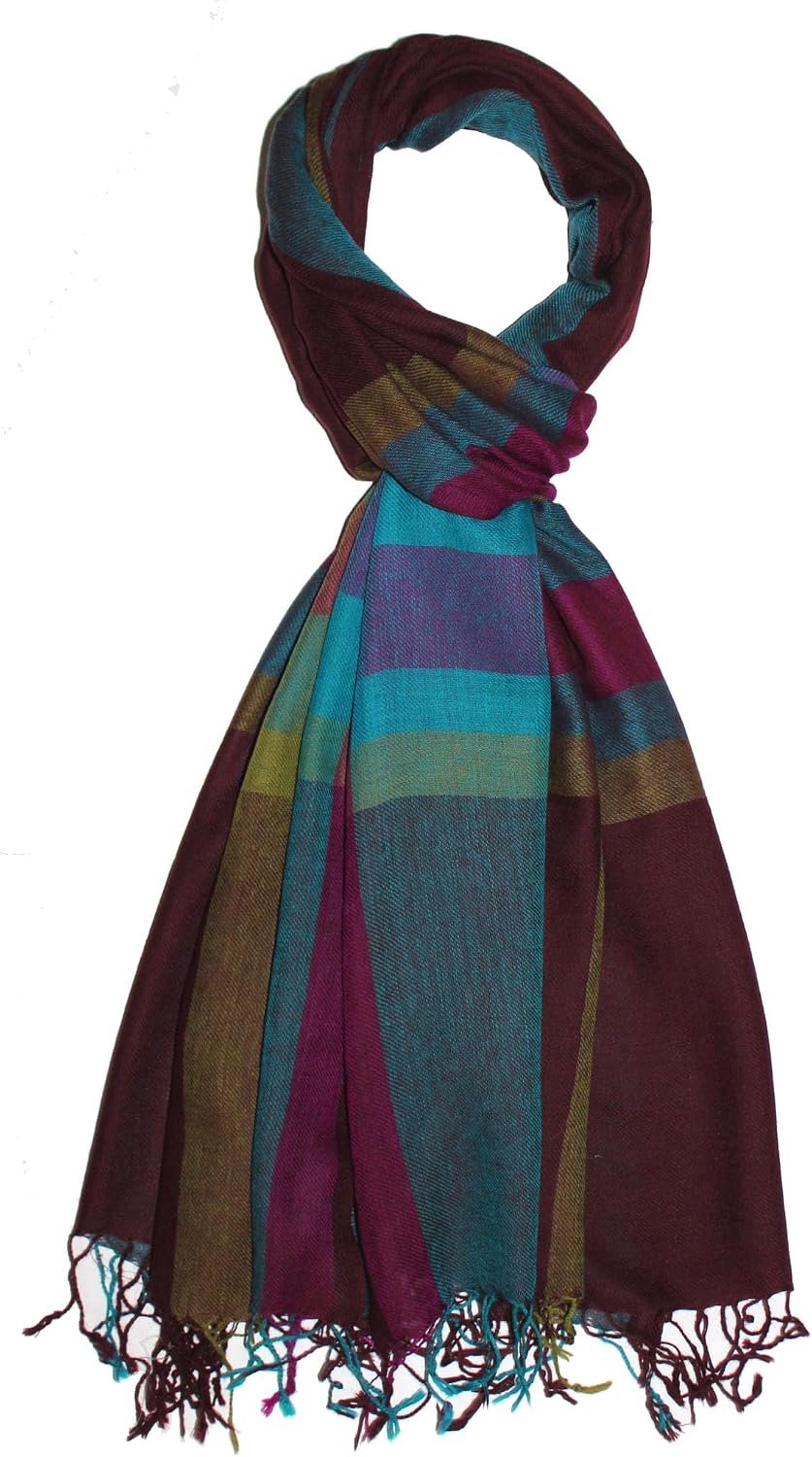 Lorenzo Cana Heren Sjaal 50% Cashmere 50% Wol - Bruin-Petrol-Roze