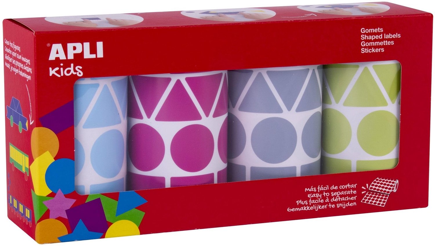 Set van 4 Geometrische Rubber Rollen in Diverse Kleuren
