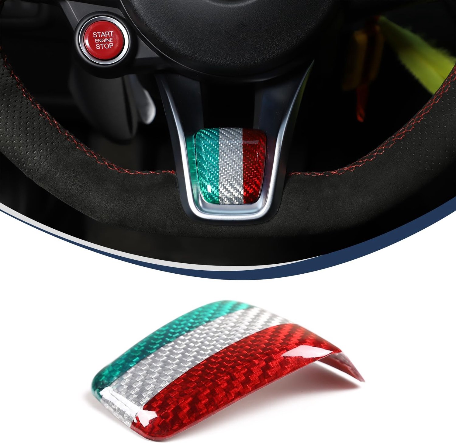 Autostuurwiel Kinsticker voor Alfa Romeo Giulia/Stelvio 2020-2021 - Koolstofvezel