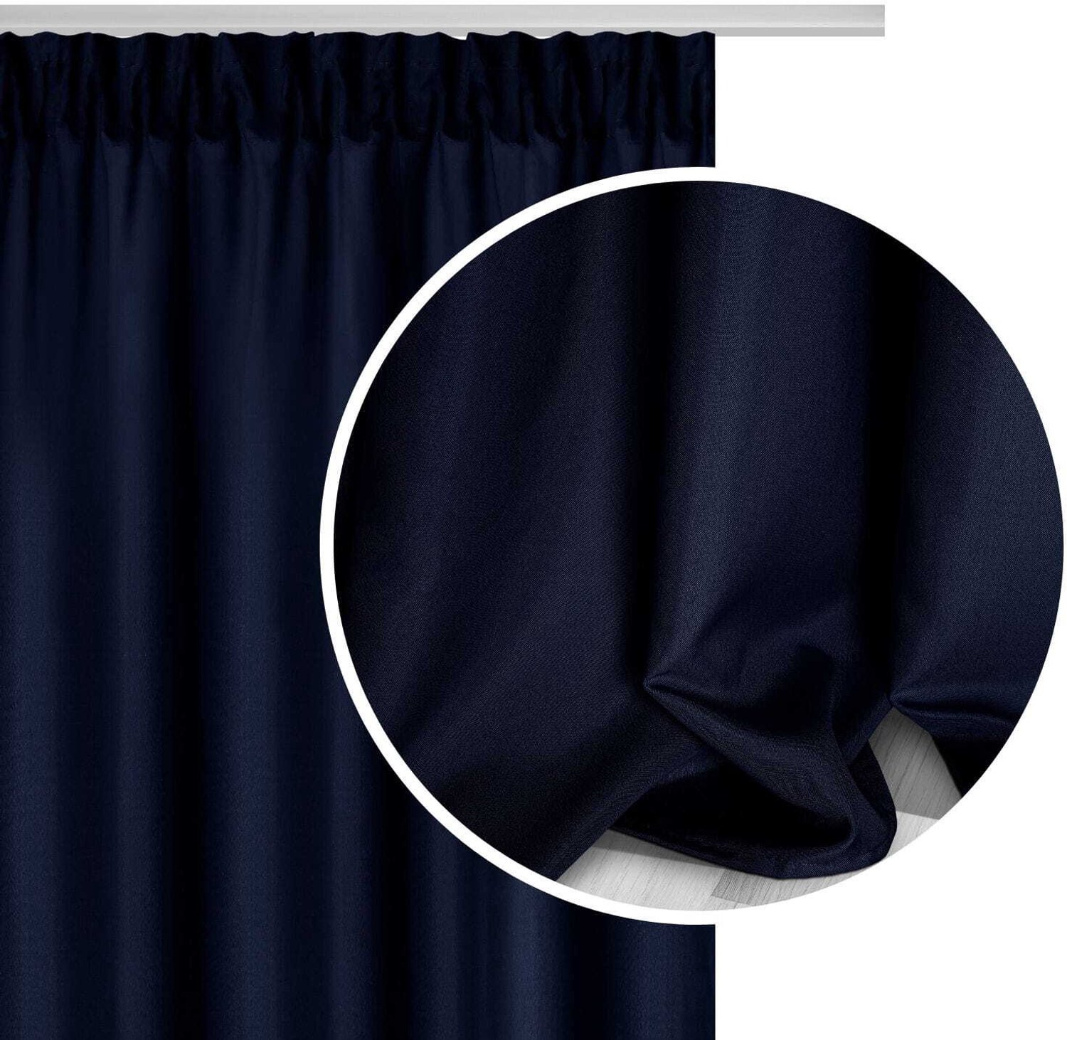 PRESTIQUA Donkerblauwe gordijnen 140x200 cm, halfverduisterend, met plooiband