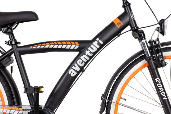 Aventuri Roady 3.0 Jongensfiets 26 Inch - Kinderfiets voor 10 tot 14 Jaar - 3 Versnellingen - Zwart/oranje — afbeelding 2