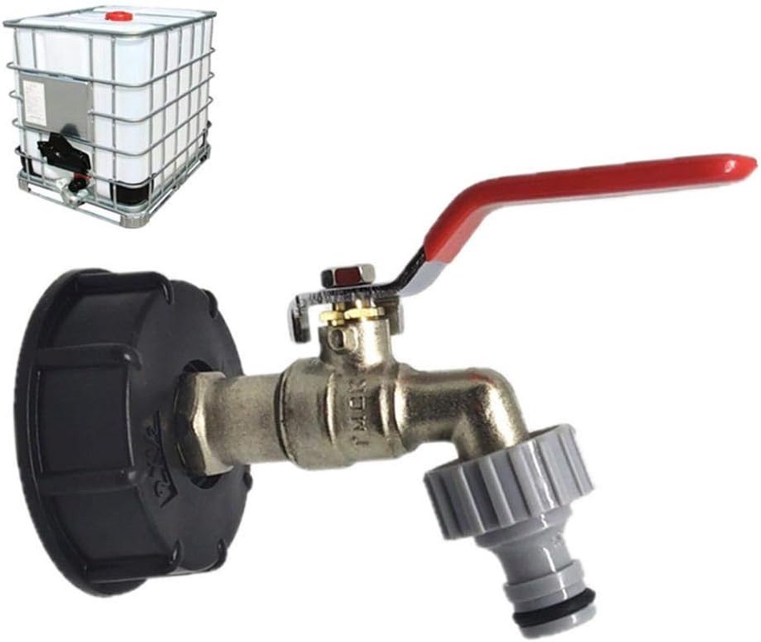 Merkloos IBC Kraan Adapter met Tuinslang Koppeling - Messing