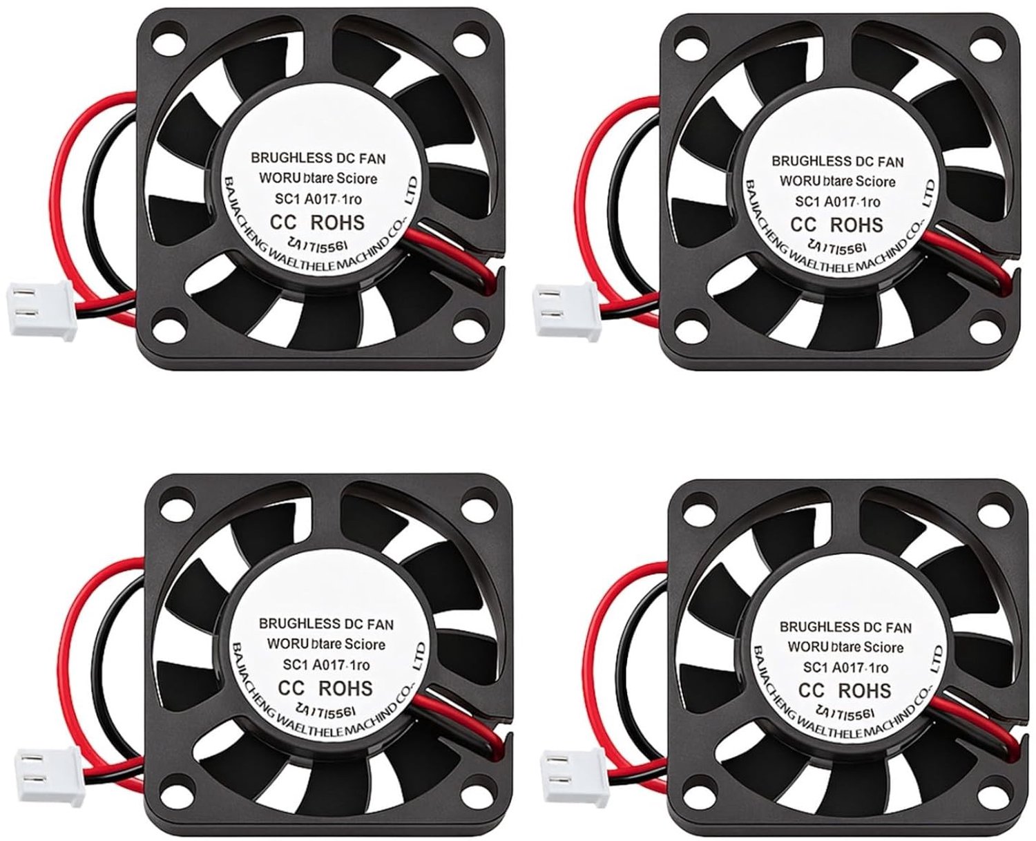 Set van 4 Stille 40mm DC 12V Ventilatoren voor 3D Printers en Kleine Huishoudelijke Apparaten, Ideaal voor Koeling en Vervanging