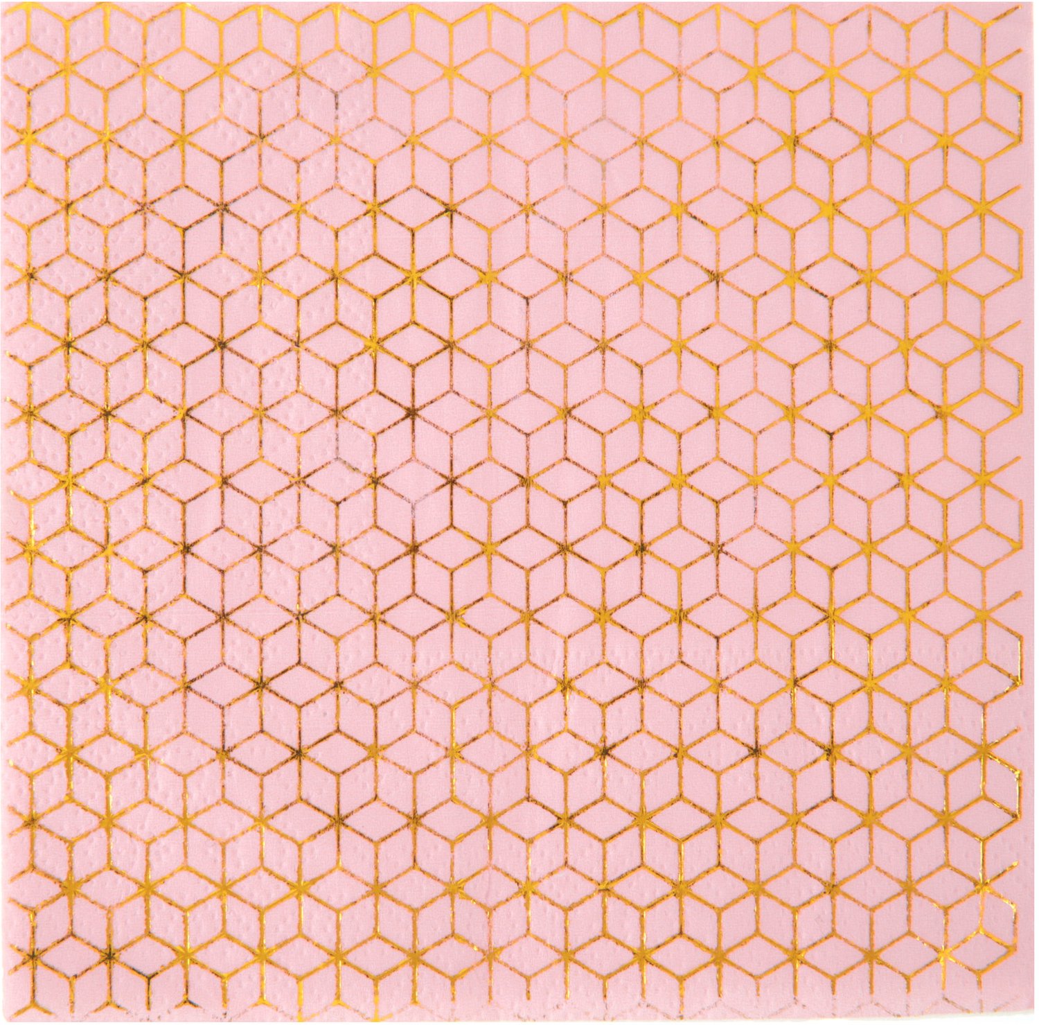 SANTEX - 20 roze papieren servetten met koperkleurig geometrisch motief 25 x 25 cm