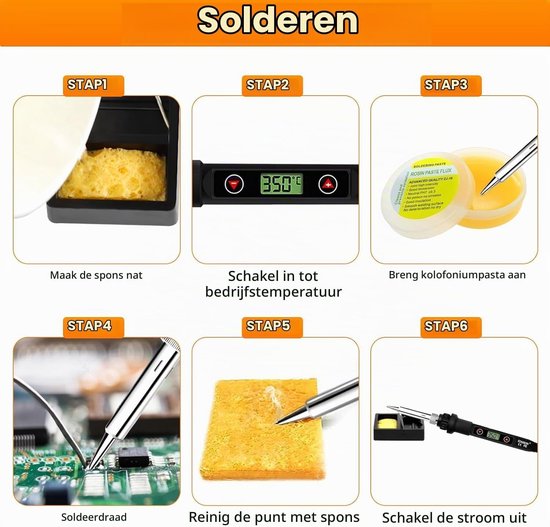 Professionele Solderset met LCD Display, Instelbare Temperatuur 180-560 °C, 5 Soldertips, Ontluchtingspomp en Looddraad voor Efficiënt Solderen — afbeelding 4