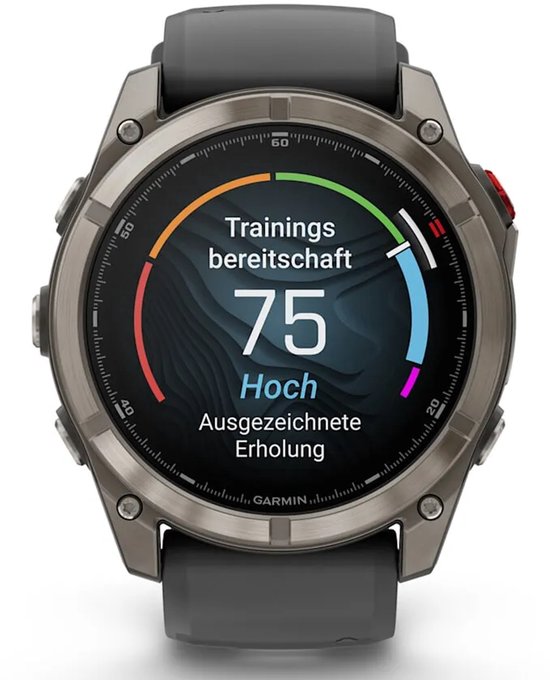 Horlogescherm toont 'Trainingsbereitschaft 75 Hoch', wat uitstekend herstel aangeeft.