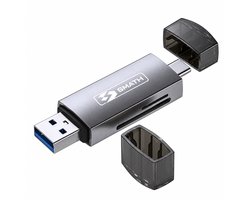 Smath SD Kaart Lezer - Card Reader USB A en USB C - Micro SD Kaart Lezer voor Windows en Android - Compact USB Stick Formaat - Plug and Play