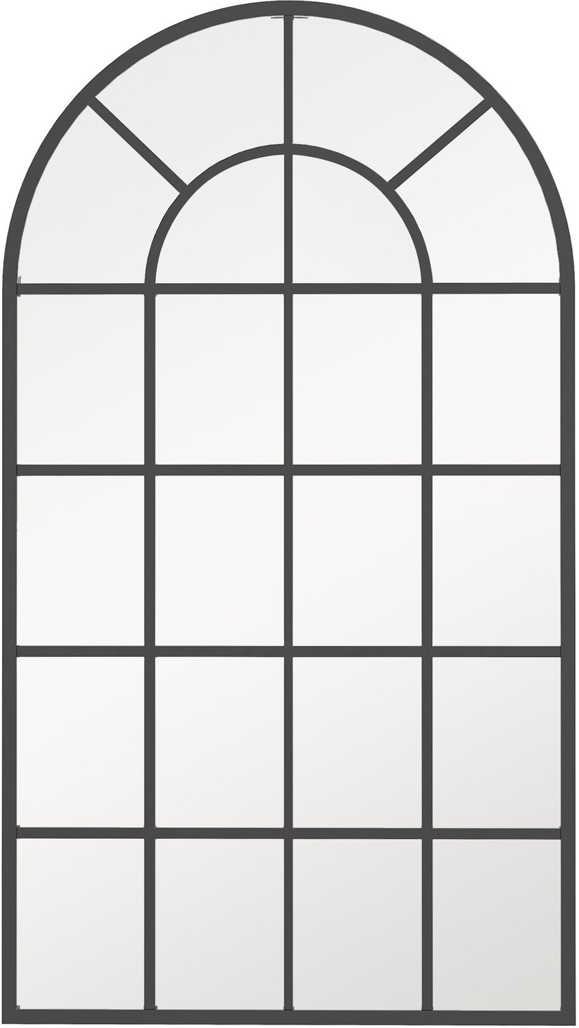 Homona Wandspiegel - Boogvormig vensterdesign - Aluminium frame - 65 x 2,5 x 110 cm - Zwart