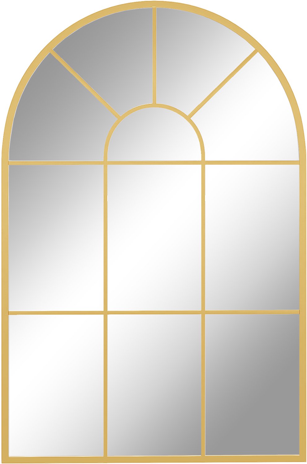 Homona Wandspiegel - Boogvormig vensterdesign - Metalen frame - 91 x 60 cm - Goud