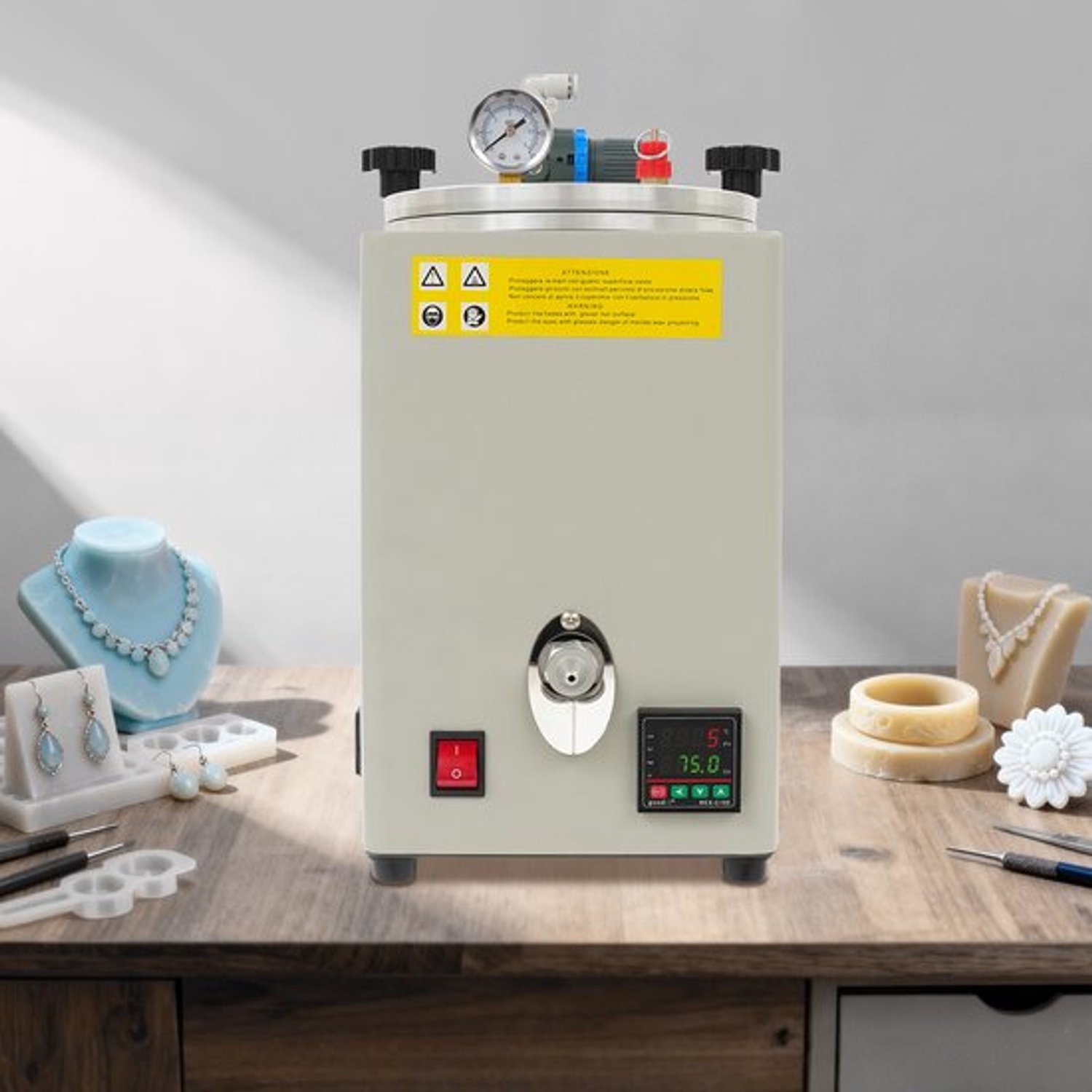 Was Smeltmachine Vrijstaand - 350W Vermogen - Aluminiumlegering Materiaal - Grijs Kleur - Voor Sieraden Gieten