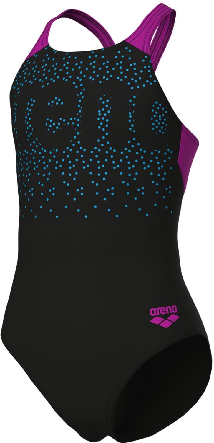 Arena Painterly - Badpak - Zwart/Fuchsia/Blauw - 14-15 jaar