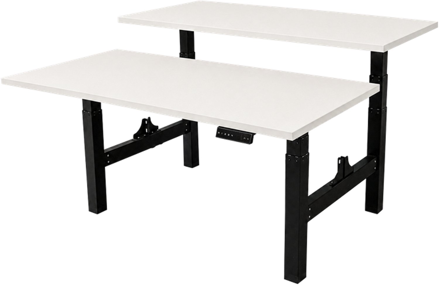 Sedero Elektrisch verstelbaar duo bureau - 140x80 cm - Two dual motor - Zwart / Wit