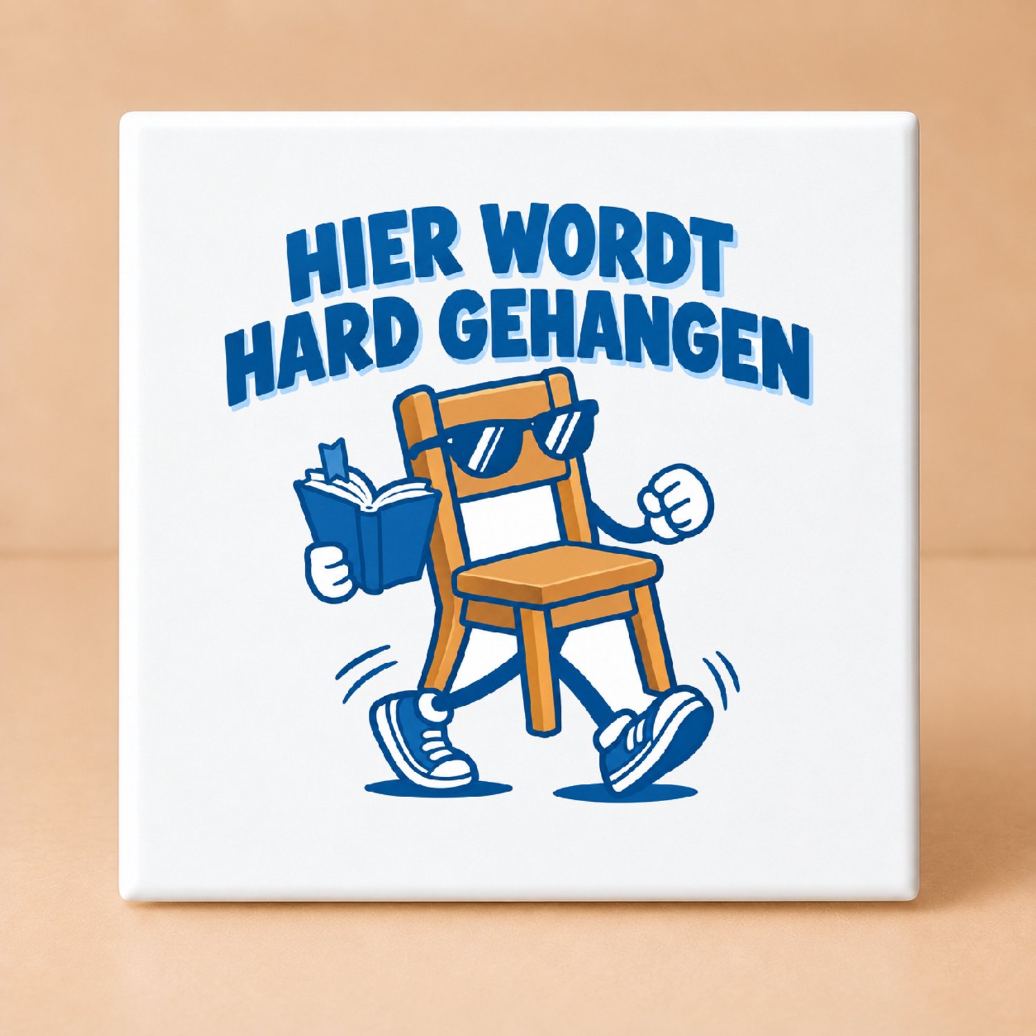 Bedruk King Vrolijke Gezelligheidsmaxxing Tegel – Cartoon Sticker met Dikke Contour voor Feest- en Huisgenoten - 11 x 11 cm Wit