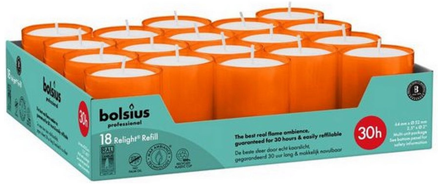 Bolsius | Relight 30 Uur Oranje | 4 x 18 stuks