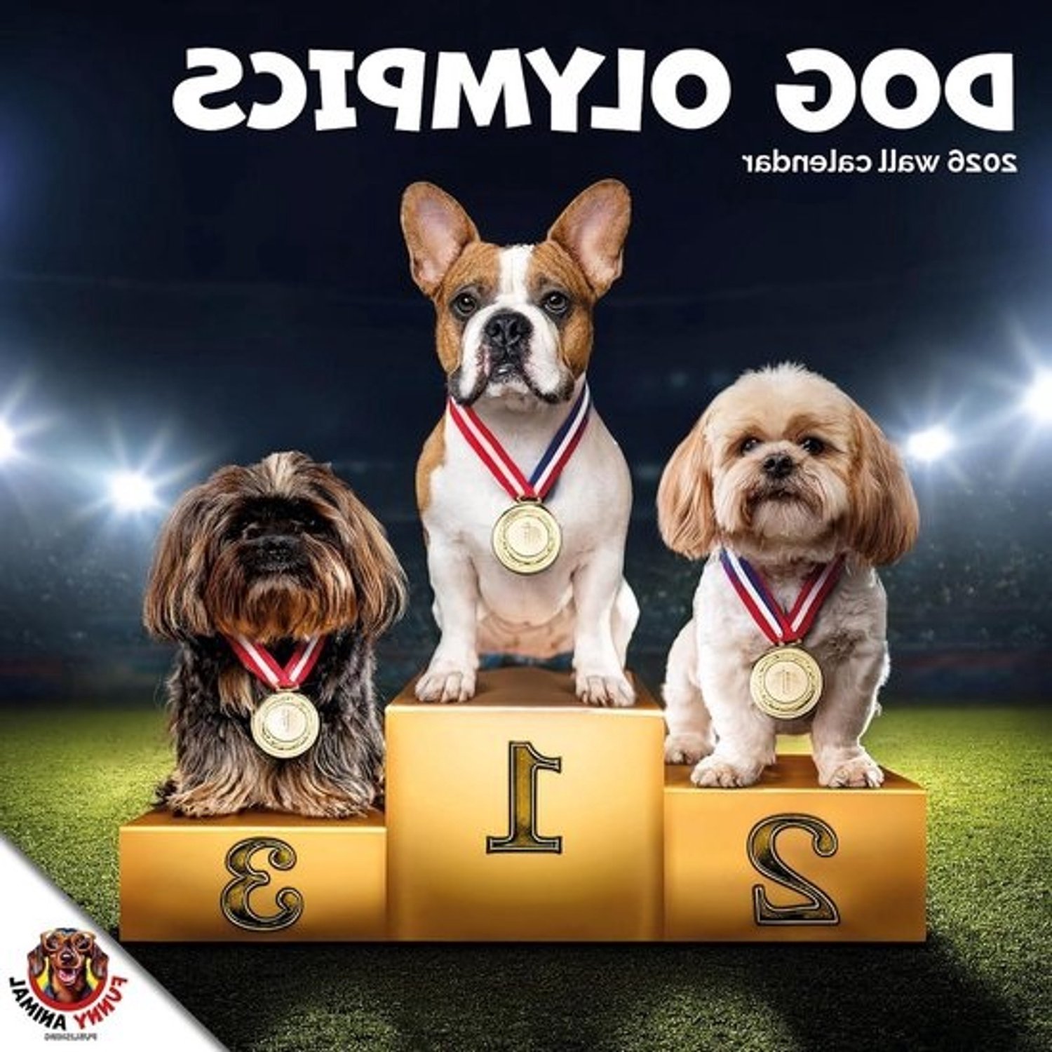 Honden Olympische Kalender - Grappige Dierenkalender - Thuis Plannen - 16 Maanden Overzicht - 305 x 610 mm - Kleurrijk