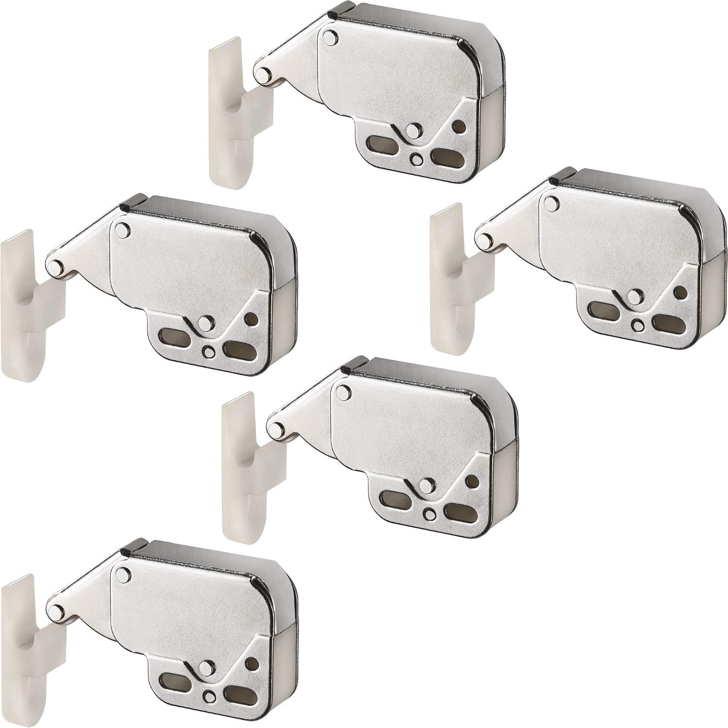 5x Merkloos Mini Deurveer Sluiting - Nikkel Staal - Druk Sluiting