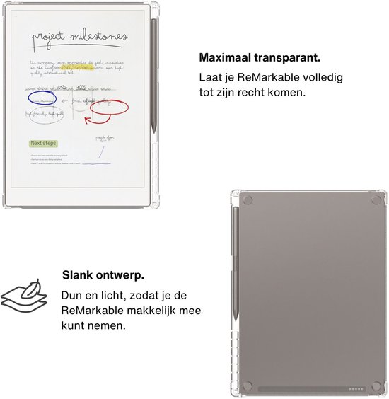 Lunso ReMarkable Paper Pro hoes (11.8 inch) - TPU Backcover - Transparant — afbeelding 3