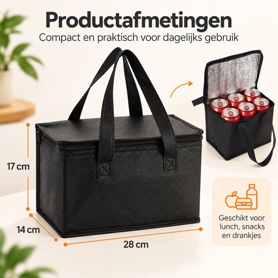 Compacte en duurzame koeltas - 28*14*17cm - Lunchtas - Picknicktas - Ideaal voor outdooractiviteiten — afbeelding 3