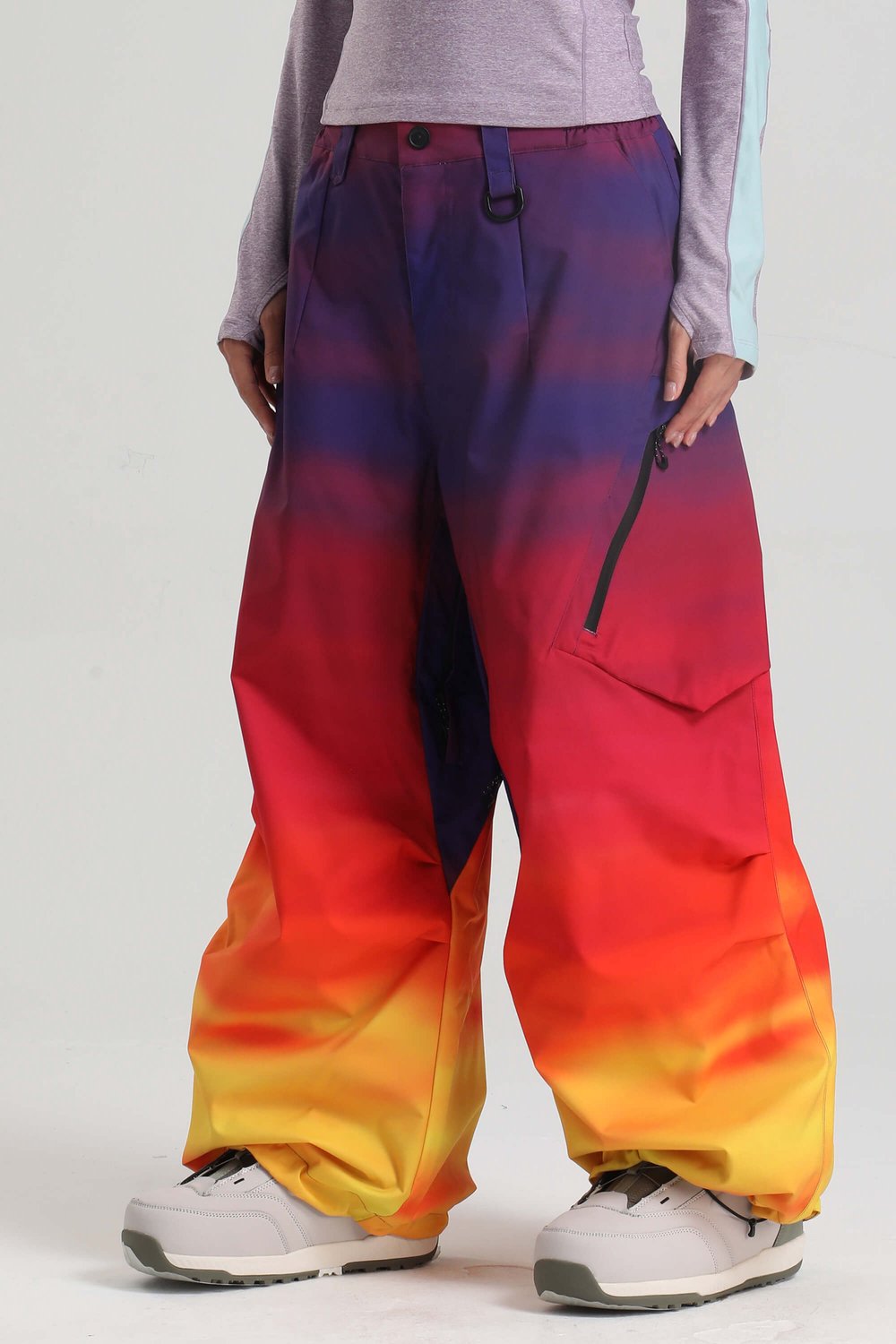 GSOU SNOW - Unisex lichtgewicht baggy ski- en snowboardbroek - 15K waterdicht - Regenboog - Maat L