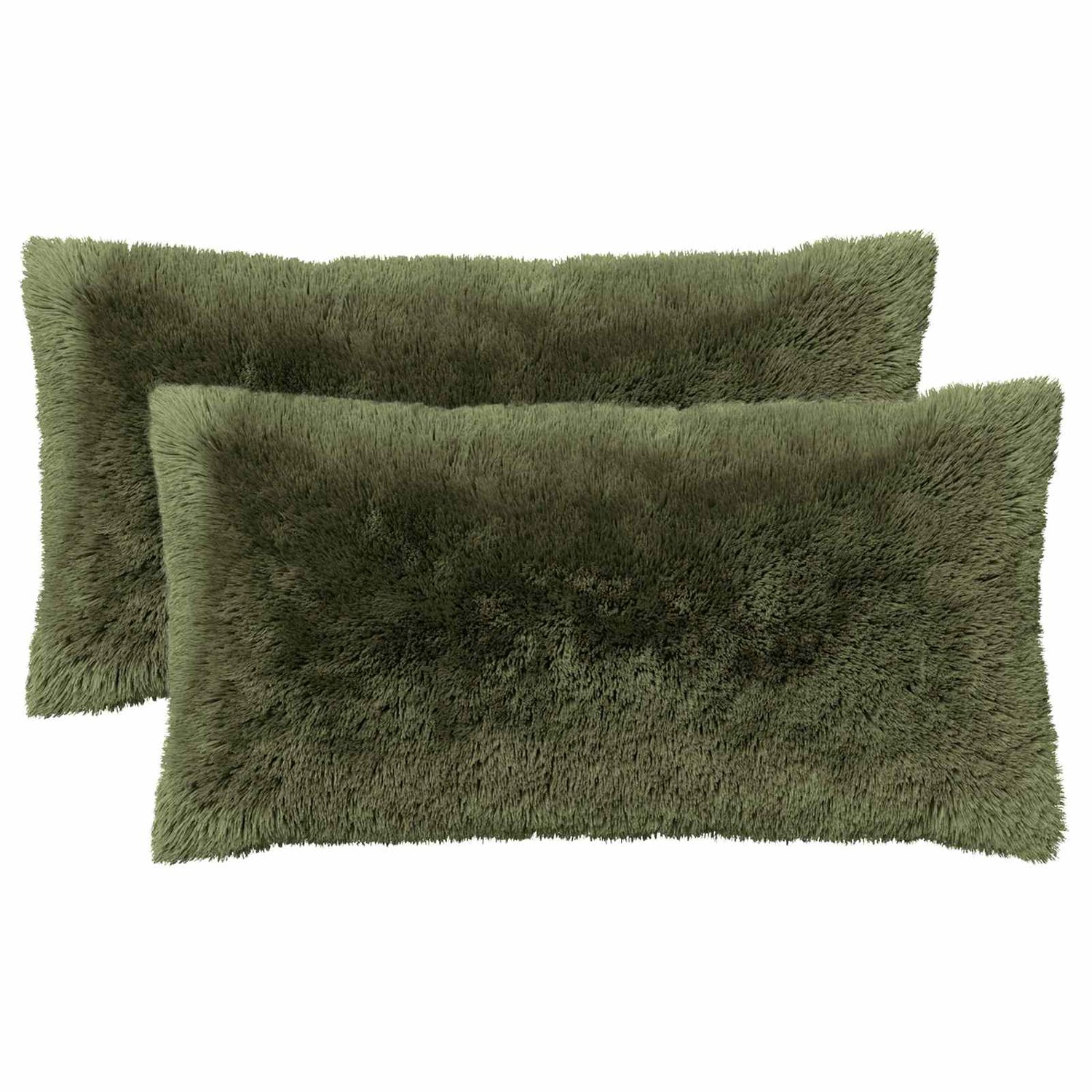 vidaXL Dekenkussen - 2 - st - HEERLEN - Groen - 40 - x - 80 - cm - PV - Fleece