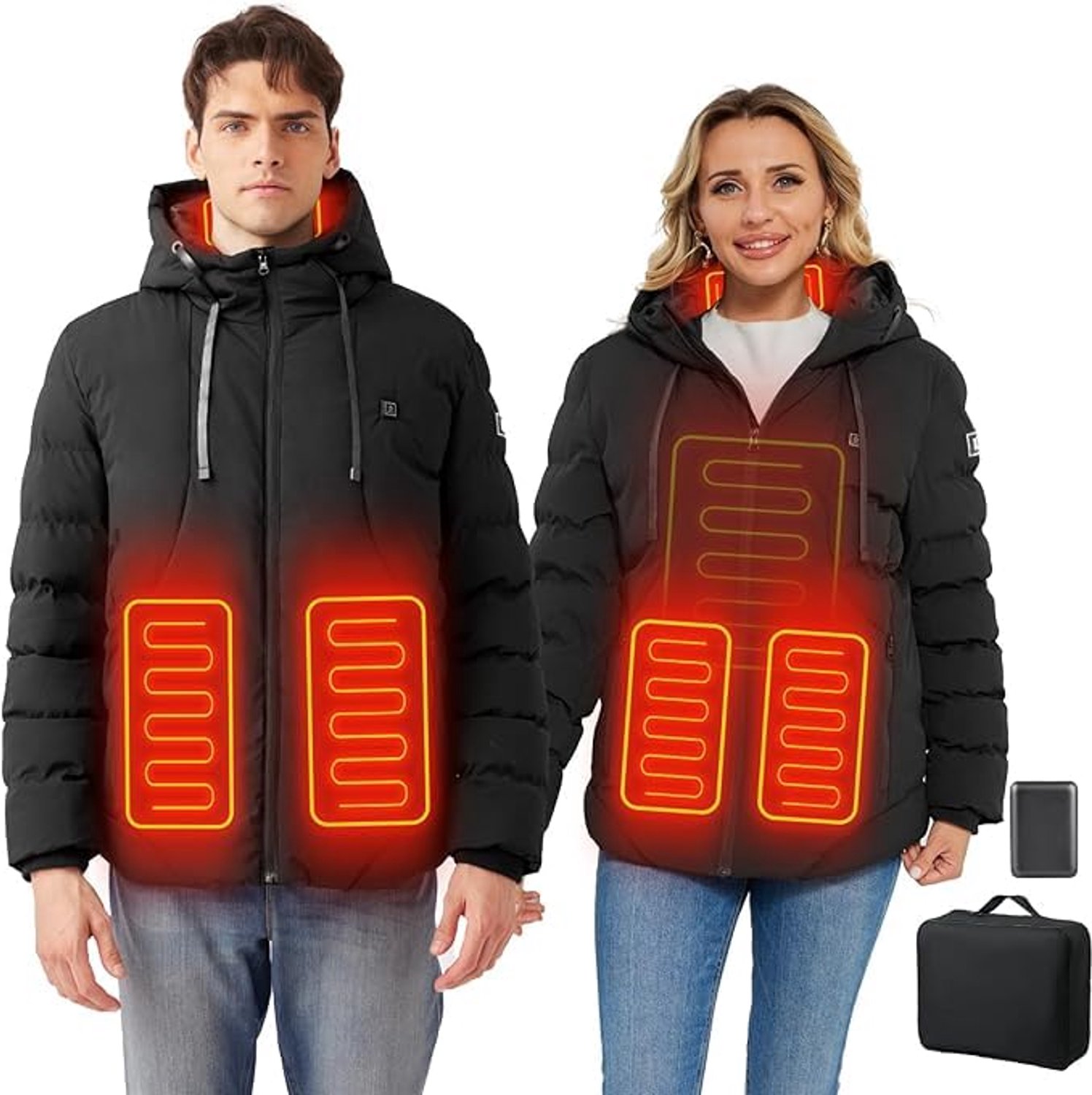 Verwarmde Jas Heren en Dames Elektrisch Verwarmde Winterjas 3 Warmtestanden 10.000 mAh Batterij Waterdicht en Winddicht Warme Winterjas voor Buiten en Outdoor Standard