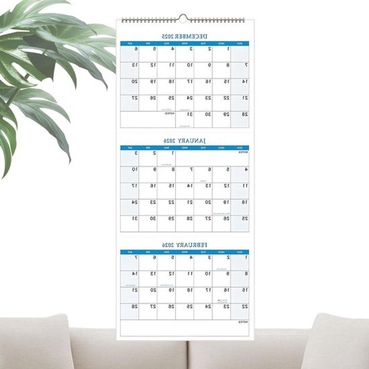 Maandkalender Jaarplanner - Wandkalender - Afspraken Inplannen - 16 Maanden Overzicht - 66 x 28.6 cm - Wit