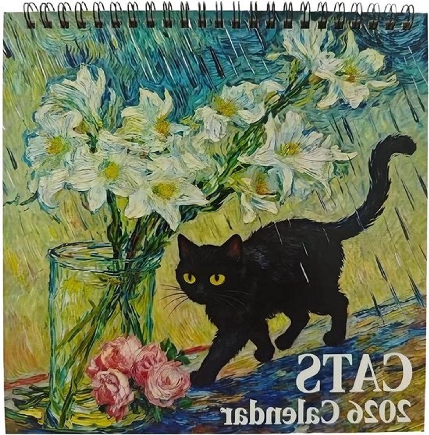 Wandkalender met katten - Jaarplanner - Dagelijkse planning - Kunstzinnig ontwerp - 21 x 21 cm - Multicolor