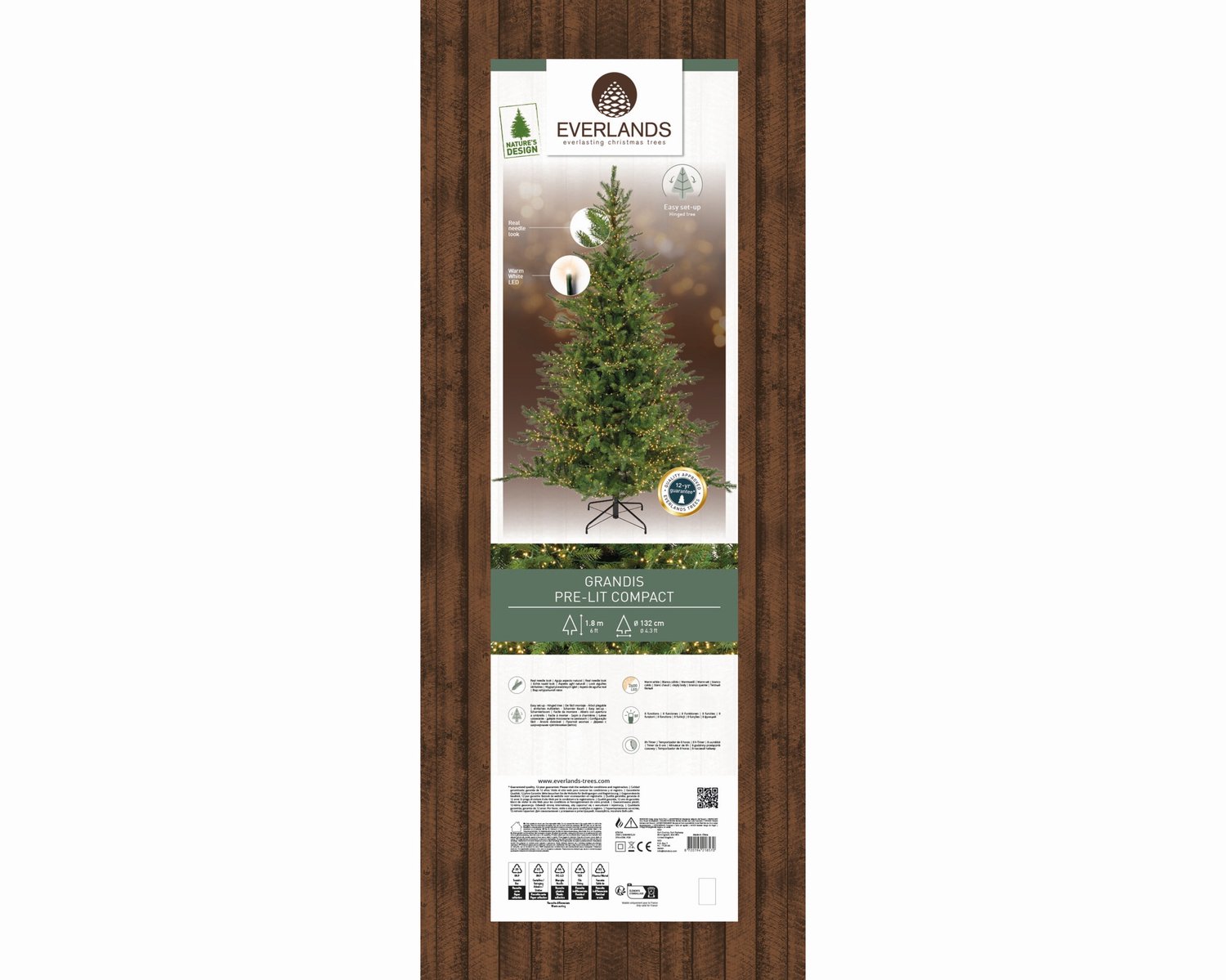 Everlands Grandis fir verlichte kunstkerstboom groen 180cm, 2500 lampjes – foto 2