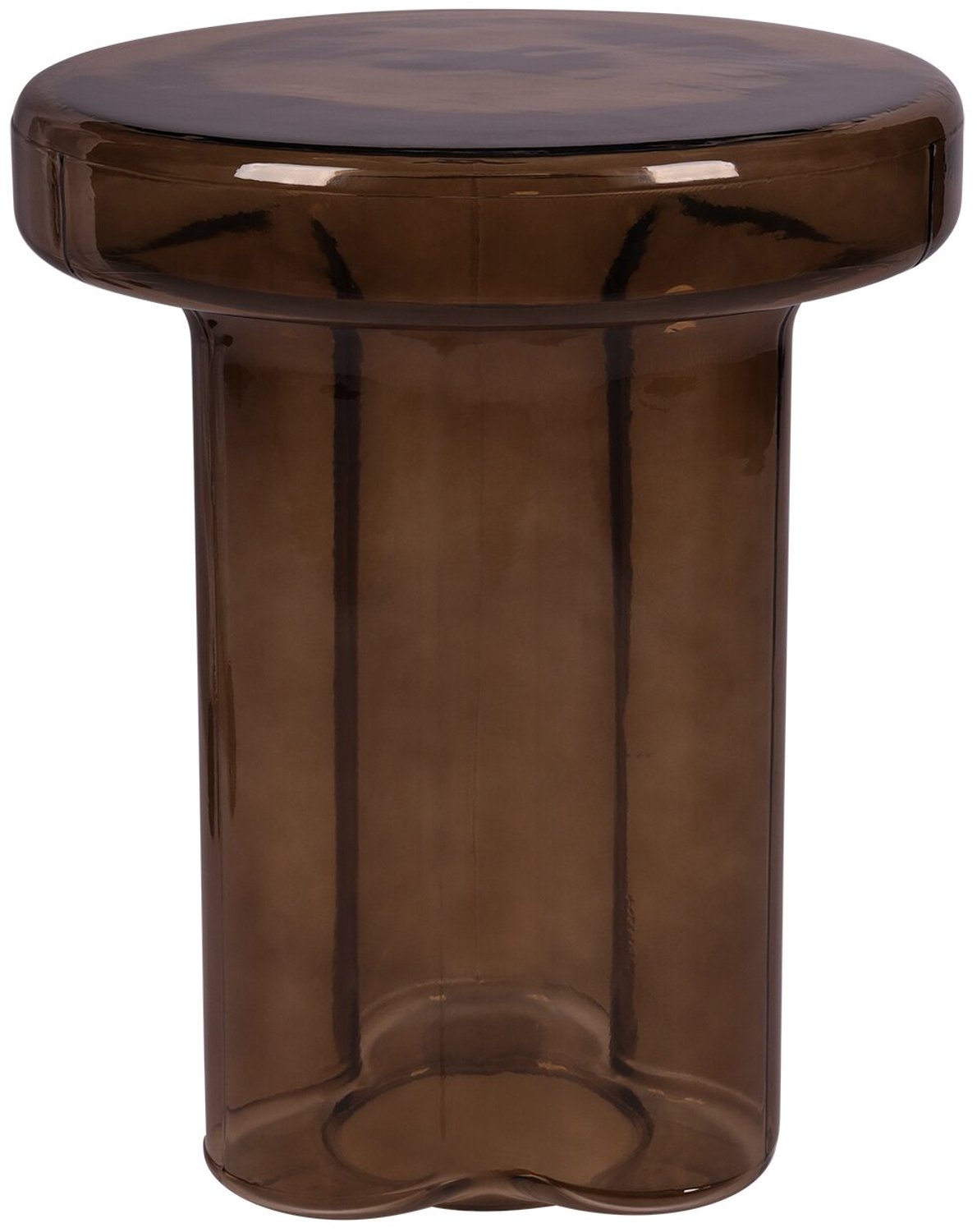 Atmooz Abbey Bijzettafel - Glazen Salontafel - Ø39 x H46 cm - Moderne Accenttafel - Ronde Salontafel voor Woonkamer of Slaapkamer - Bruin Glas