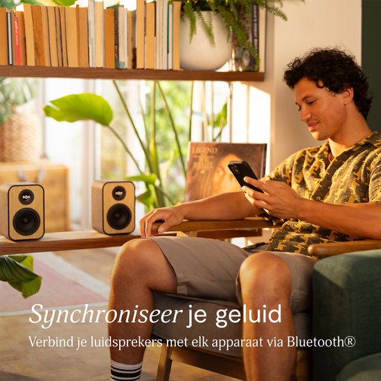 House of Marley Uplift Bluetooth Boekenplank Speakers - Hifi speakers - Stereo Set - Home Audio - Gemaakt van Duurzame Materialen - 16 Watt - Zwart — afbeelding 5