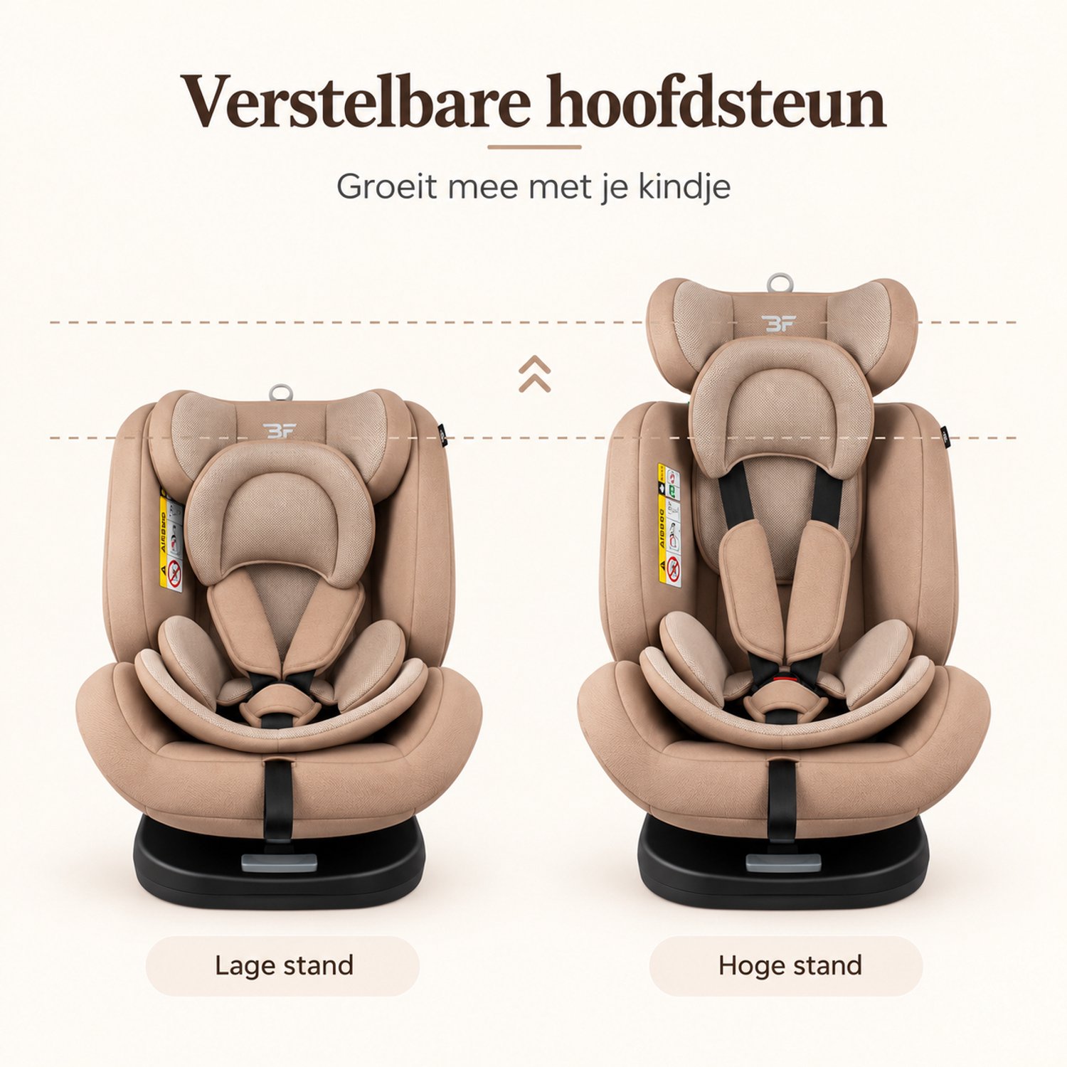 Bebies First Autostoel Kiddo I-Size 360° Draaibaar & Isofix Groep 0/1/2/3 (40-150 cm) - Beige thumbnail 4