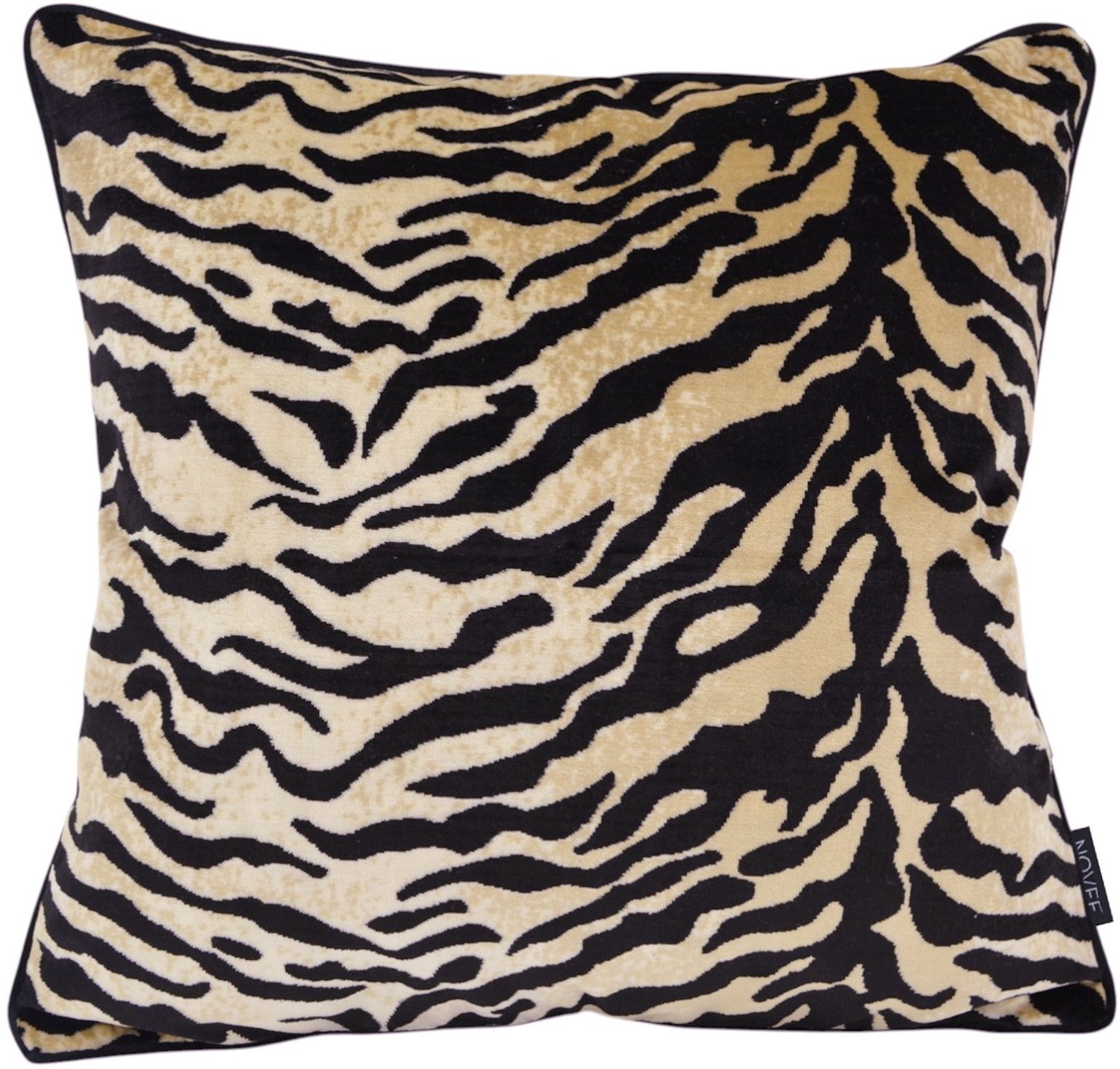 NOVÉE Zebra Muse Kussenhoes | 45x45 cm | Velvet/Polyester zwart/beige
