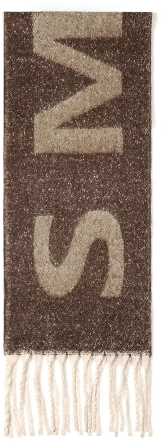 Wintersjaals met lettermotief, eenvoudig, polyester, dagelijkse accessoires - Bruin