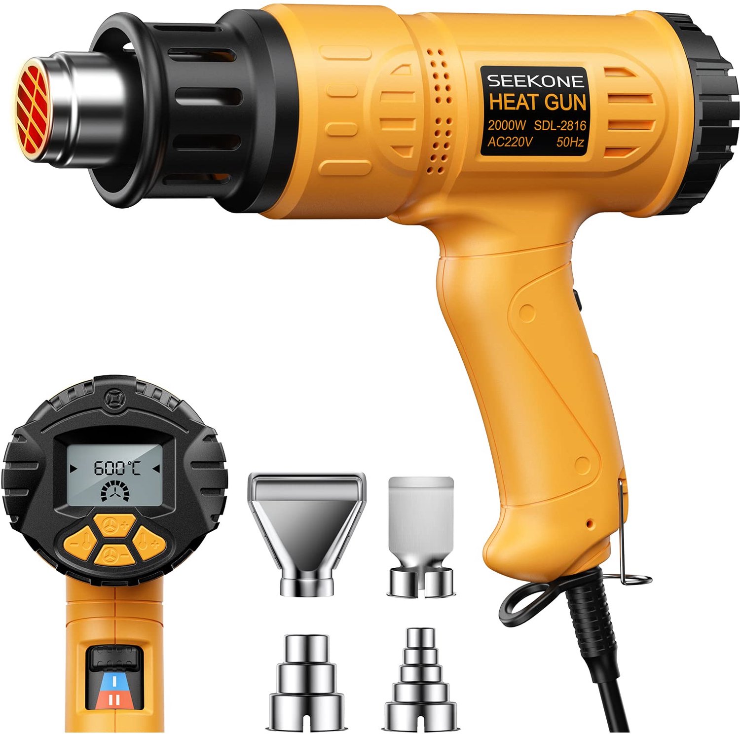 Heteluchtpistool Professioneel - 2000 W Vermogen - 50-600 °C Temperatuurbereik - Digitaal Lcd-Scherm - Variabele Temperatuurregeling - Klusgereedschap