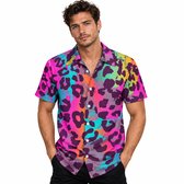 Hawaii Tijgerprint Blouse - Heren - Hawaï - Shirt - Feest - Paars - Roze