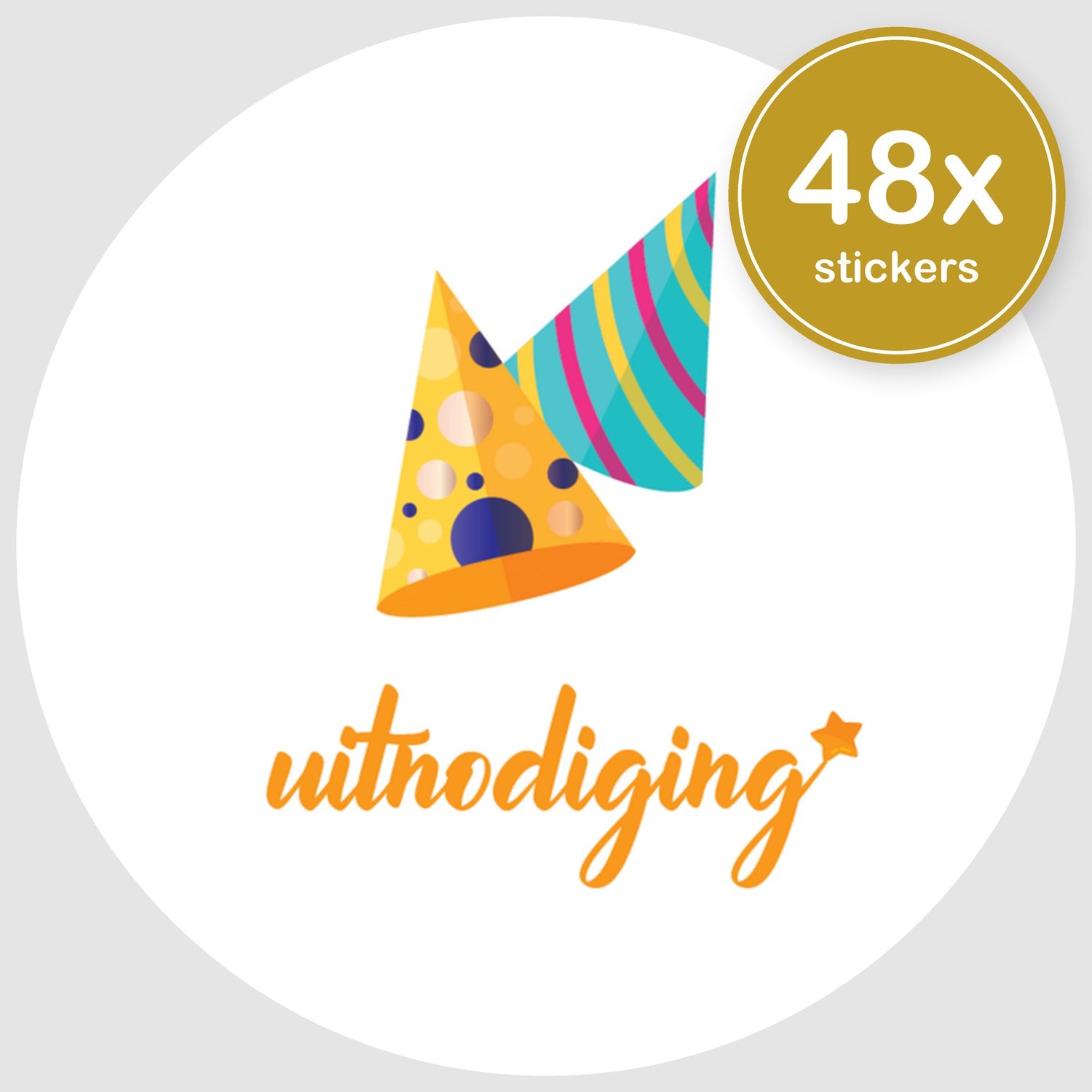 Sluitstickers Verjaardag - 48 stuks - Rond 30 mm - Verjaardag Stickers - Sluitzegel Uitnodiging - Design 090