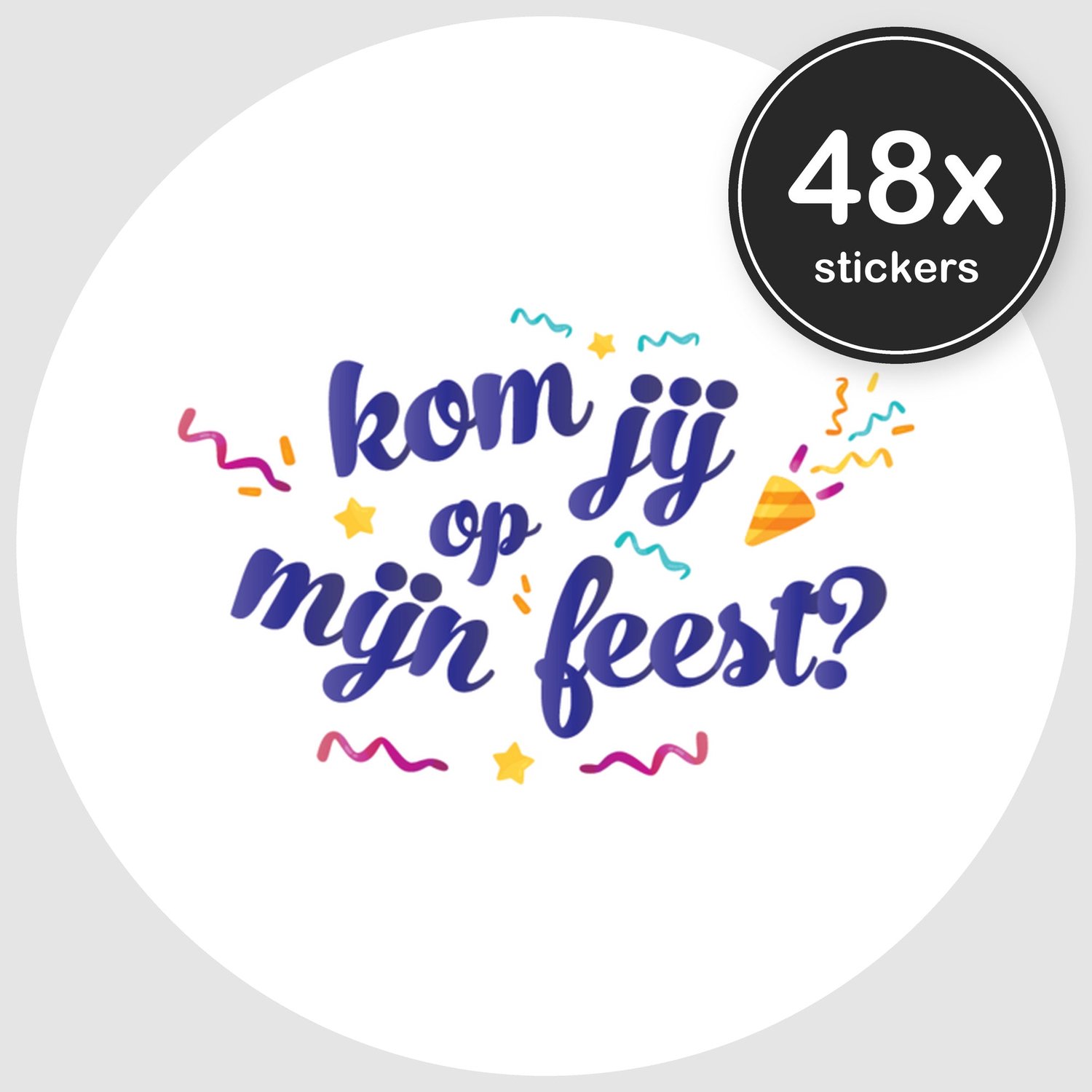 Sluitstickers Verjaardag - 48 stuks - Rond 30 mm - Verjaardag Stickers - Sluitzegel Uitnodiging - Design 089