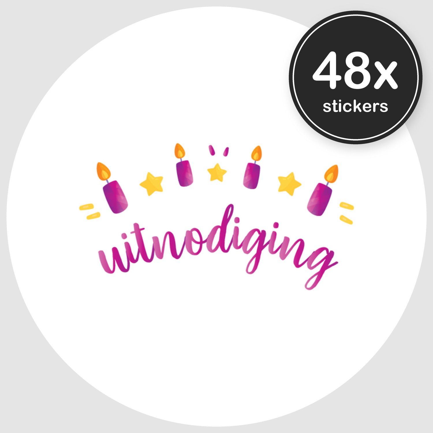 Sluitstickers Verjaardag - 48 stuks - Rond 30 mm - Verjaardag Stickers - Sluitzegel Uitnodiging - Design 088