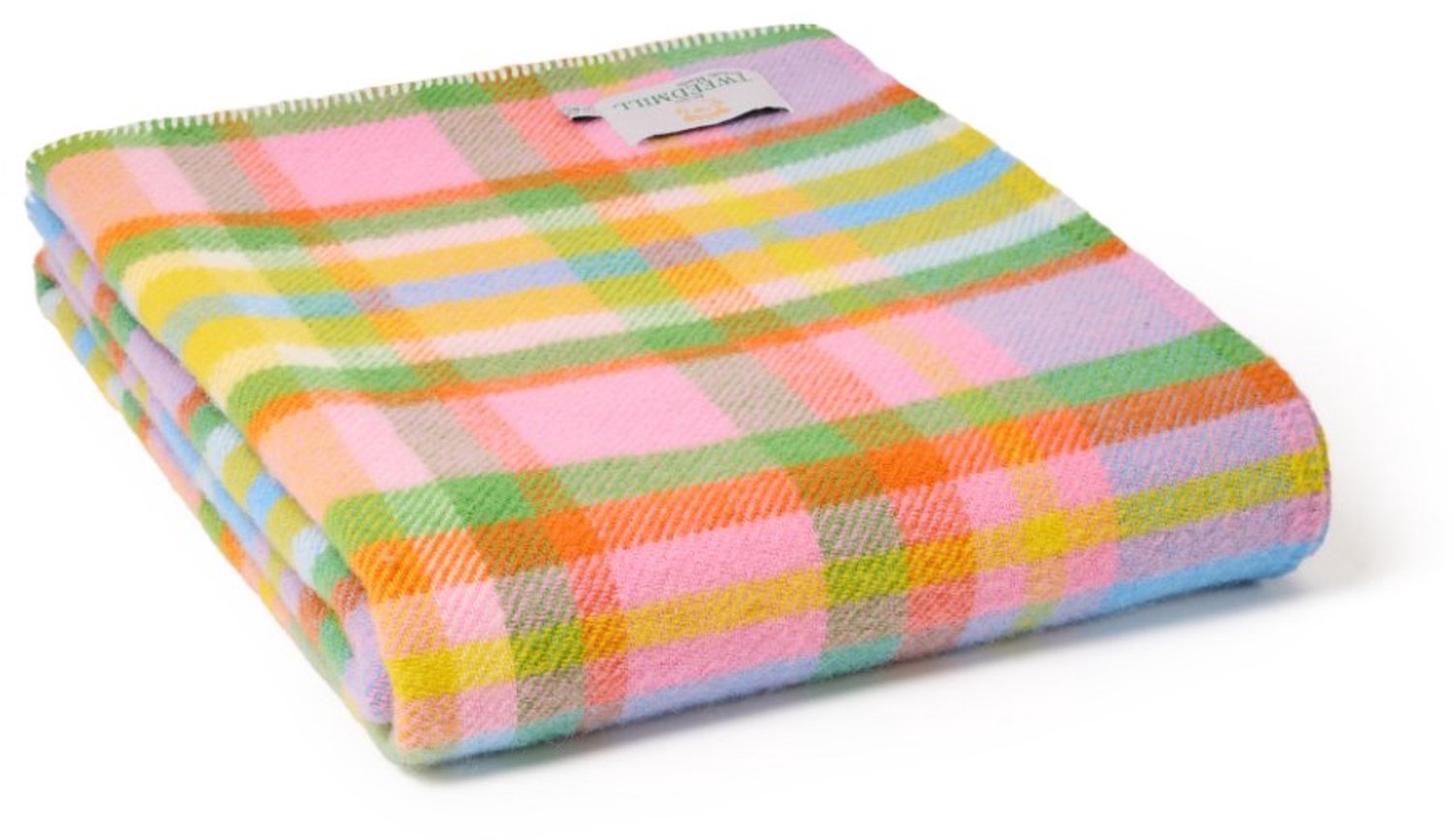 Tweedmill Plaid Rainbow Check Kleurrijk met Festonsteek - 140x200 - Nieuw Wol - Tweedmill UK
