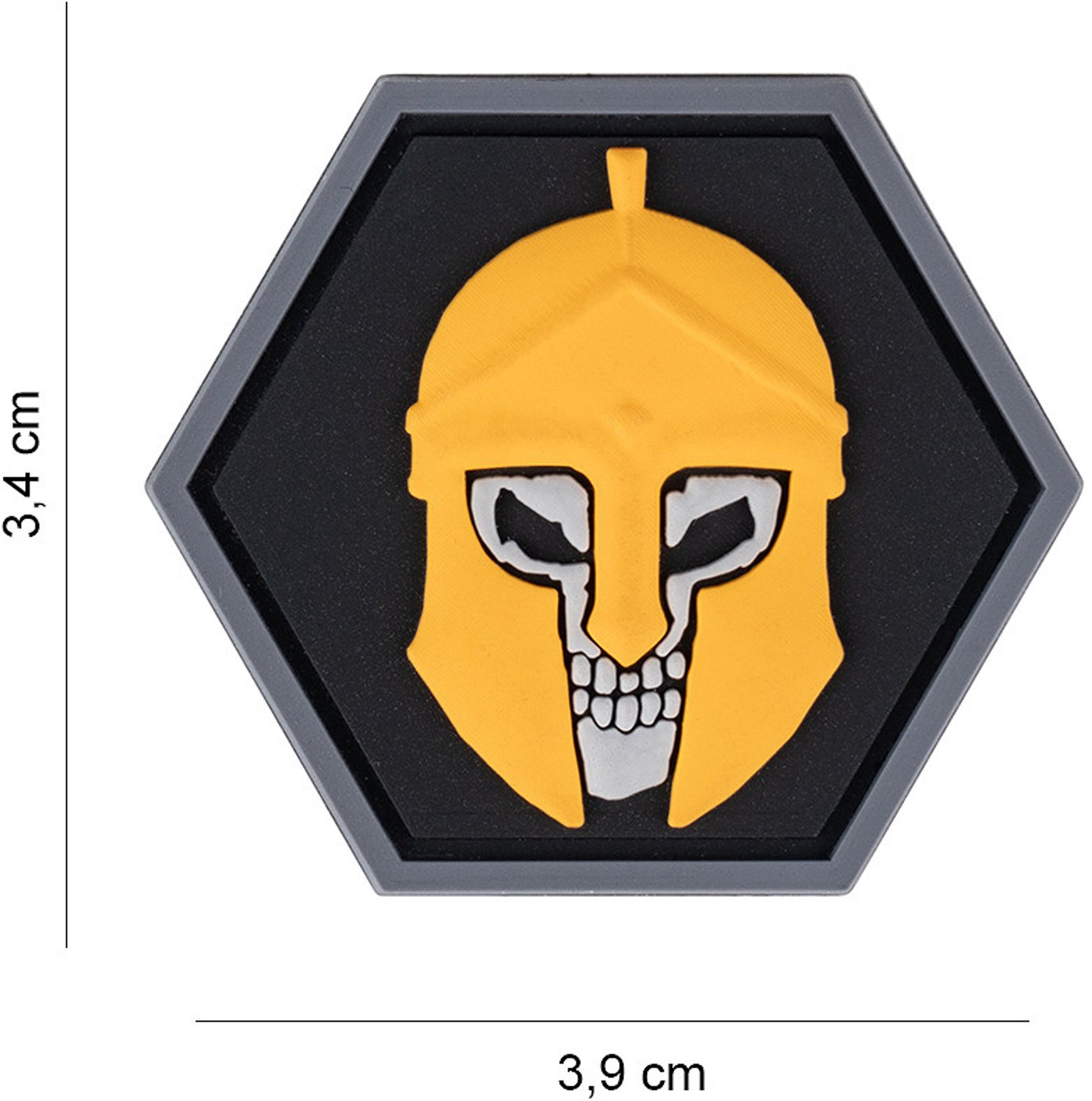 Embleem 3D PVC Hexagon skull spartaan #8056