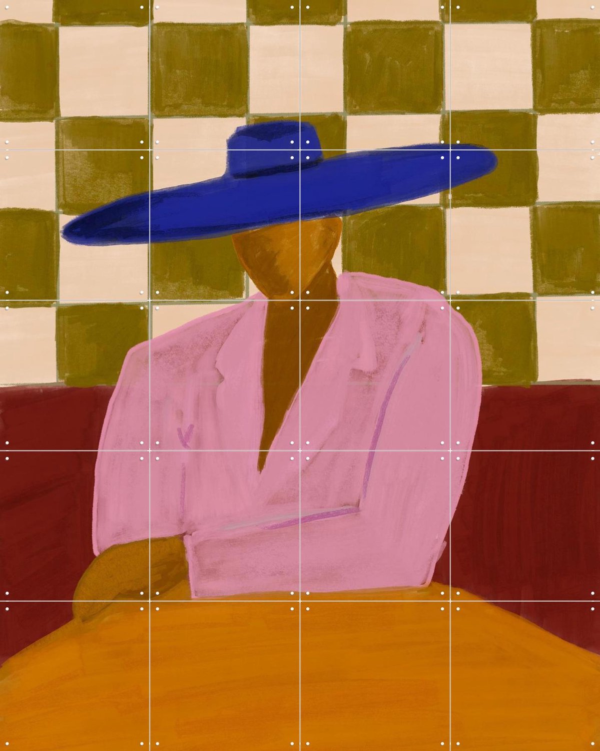 IXXI Blue Hat Chic, Various - 80 x 100 cm - Grote wanddecoratie en posters - Modern, Abstract, Kleurrijk, Pop art, Speels, Minimalisme, Geometrische Roze