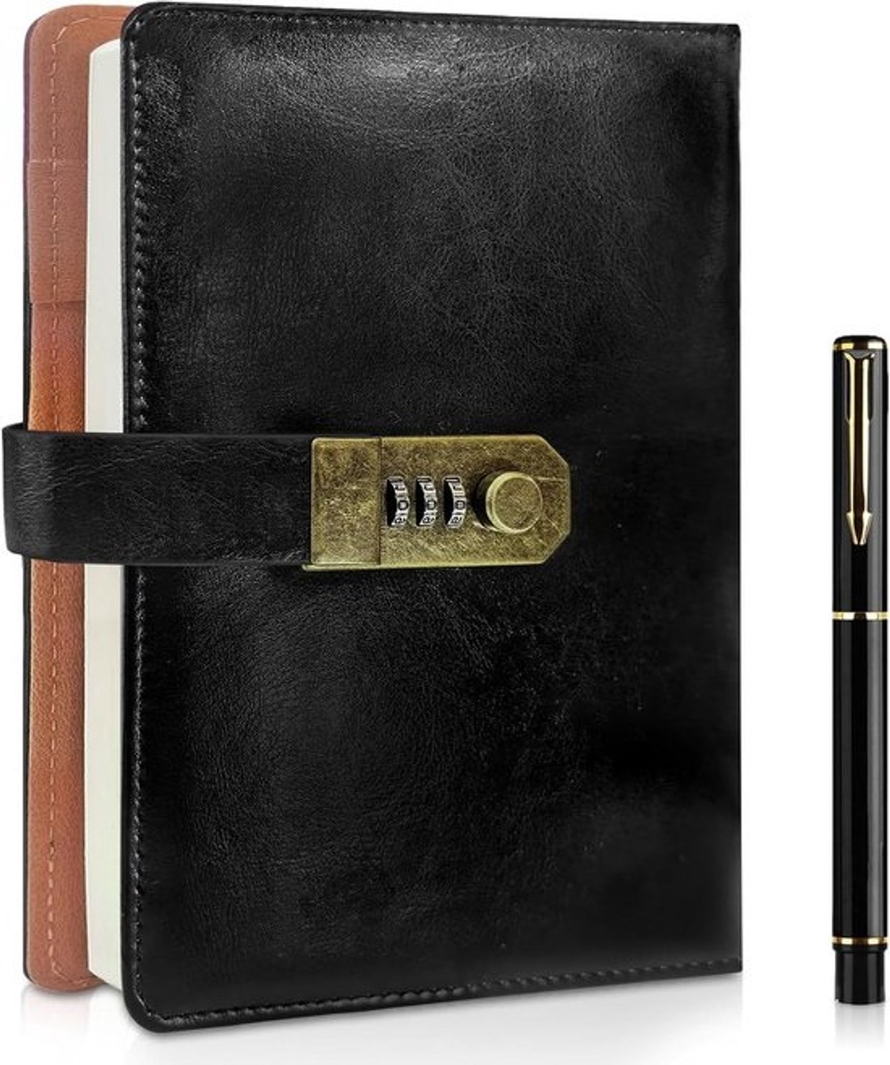 Dagboek met slot - Notitieboek - Persoonlijke aantekeningen - Afsluitbaar - 23 x 21 x 4.5 cm - zwart